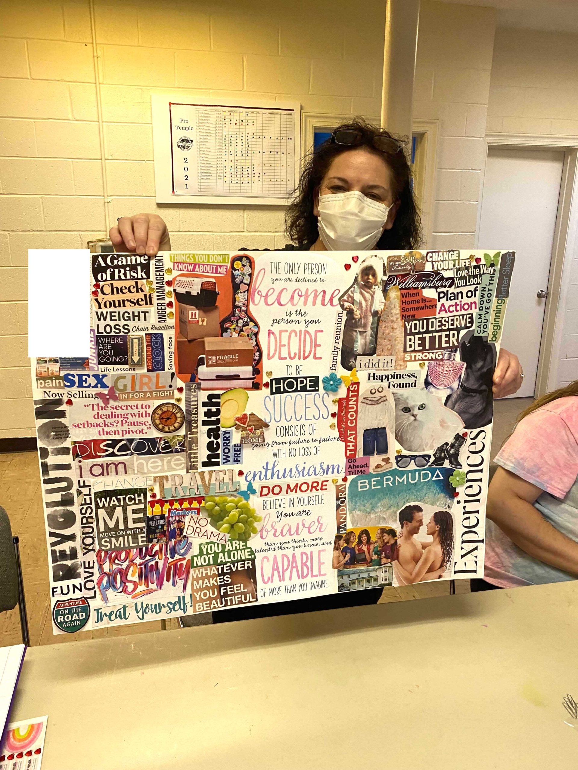 Client with vision board